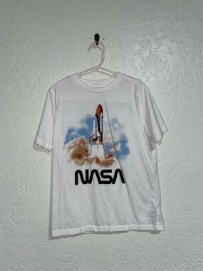 GAP White NASA Graphic Tee with Rocket Launch Art